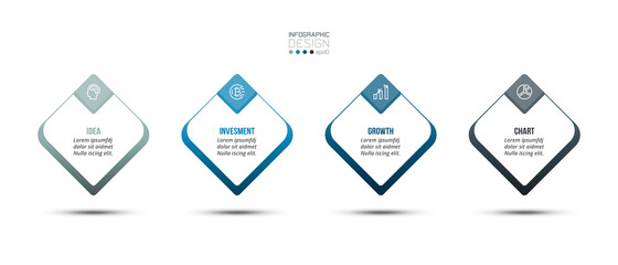 Planning work and setting goals for business or marketing through the kite design square. vector infographic.