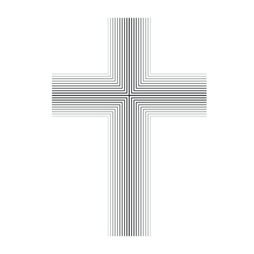 Vector  Cross with lines . Religion Symbol . Church logo
