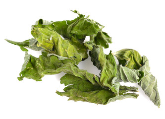 Dry (Dried) Mint Leaves (Mentha Longifolia Asiatica). Isolated on White.