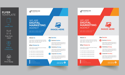 Clean Modern Corporate Flyer Design Template, A4 Size Fully Editable Print Ready With 2 Color Variation 