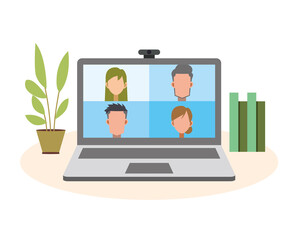 リモートワーク　パソコン　会議