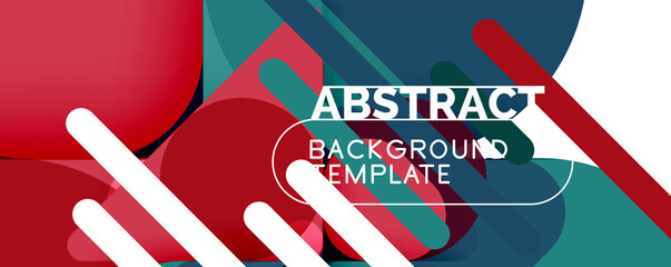 Flat geometric round shapes and dynamic lines, abstract background. Vector illustration for placards, brochures, posters and banners