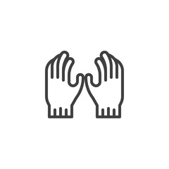 Protective gloves line icon. linear style sign for mobile concept and web design. Safety gloves outline vector icon. Symbol, logo illustration. Vector graphics