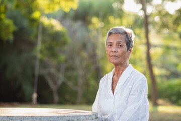 Asian elderly woman in the park