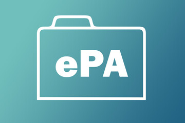 Symbol einer Patientenakte und dem Schlagwort EPA vor grünem Hintergrund