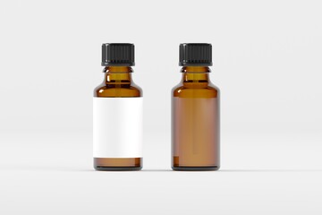 Amber Dropper Bottle Mockup 3D Illustration
