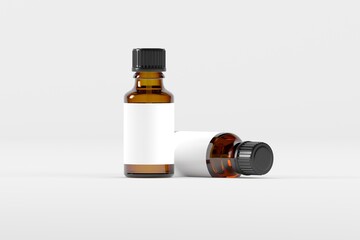 Amber Dropper Bottle Mockup 3D Illustration