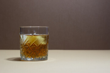 Whiskey in a glass. Alcoholic beverages. Bar. Restaurant.
