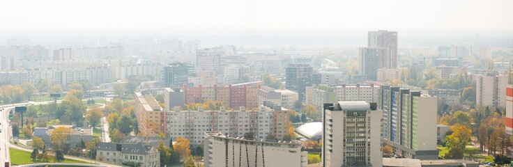 Fototapeta premium Panorama with modern high-rise residentals in Bratislava outdoors.