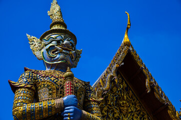 The view of the Grand Palace in Bangkok in Thailand showing the temple and its surroundings