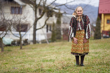 Old Romanian woman outdoor