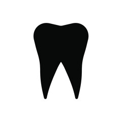 Tooth shape icon. Dental vector symbol. Dentist sign. Oral and teeth logo. Silhouette isolated on white background.