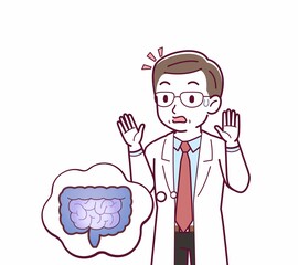 Elderly male doctor in a lab coat_I2