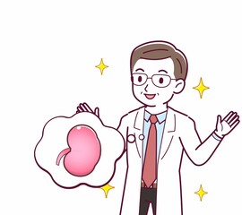 Elderly male doctor in a lab coat_I2