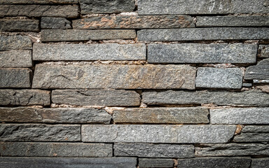 rough grey slate stone wall closeup, textured pattern background