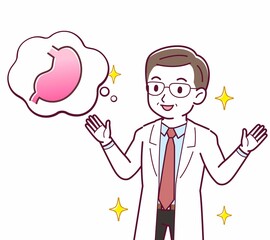 Elderly male doctor in a lab coat_I2