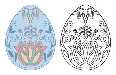Painted eggs with floral ornaments. Elements for Easter design.