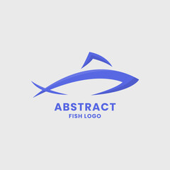 Simple and minimalist abstract fish logo, with business card, icon, and color palette