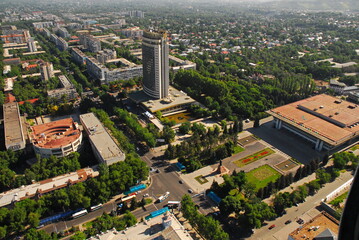 Fototapeta premium Almaty, Kazakhstan - 06.18.2009 : View of one of the oldest buildings in the city - Hotel Kazakhstan.