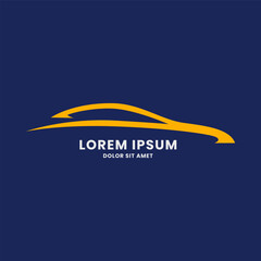 Line abstract sporty car logo, with business card, icon, and color palette