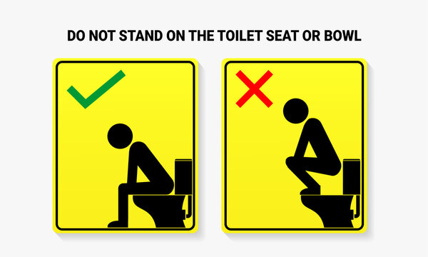 No and permit toilet sign. Dont step on the toilet seat. Do not squat on the toilet and sitting on toilet banner sign. Illustration vector