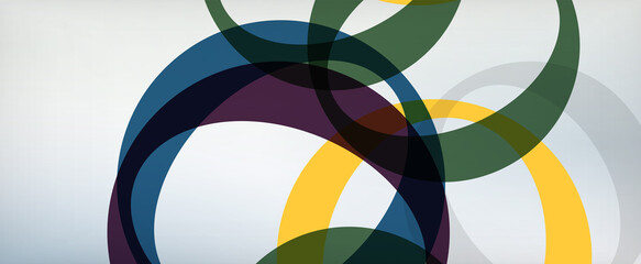 Obraz premium Ring geometric shapes, o letter repetition wallpaper. Abstract background for business or technology presentations, internet posters or web brochure covers