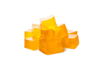Delicious orange jelly isolated on white background