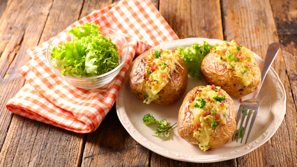 baked potato with cheese and bacon