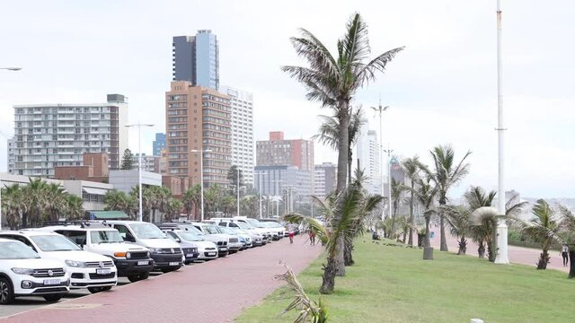 Durban promenade with city buildings