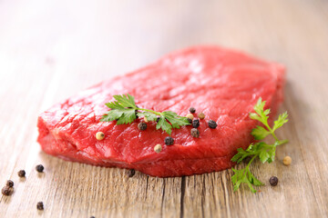 raw beef steak and pepper