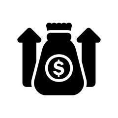 Money Growth icon vector illustration in solid style about marketing and growth for any projects