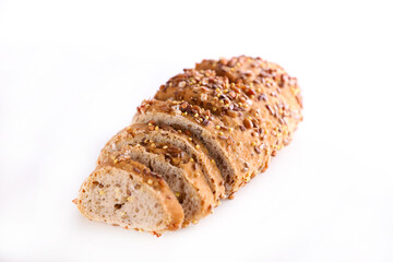 bread with cereals isolated on white background