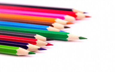 Drawing supplies: many different colored pencils.