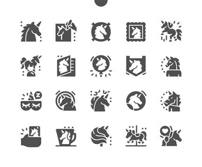 Unicorn. Cute, fantasy and magic horse. Character fairy. Magical unicorn. Lollipop. Vector Solid Icons. Simple Pictogram