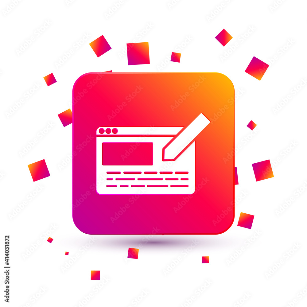 Poster white ui or ux design icon isolated on white background. square color button. vector.