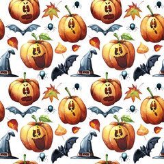 Watercolor halloween pattern