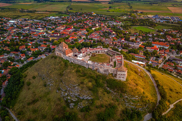 Sumeg, Hungary - Aerial view of the famous High Castle of Sumeg in Veszprem county on a summer...