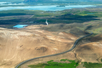 Icelandic landscape aerial photography captured from touristic airplane