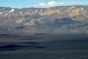Fototapeta na wymiar Icelandic landscape aerial photography captured from touristic airplane