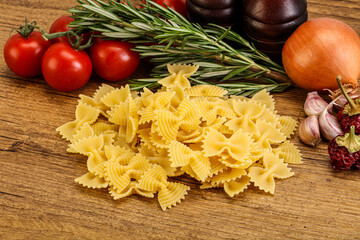 Raw Italian farfalle pasta for cooking