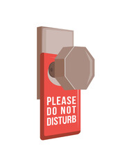 Door handle with Please do not disturb sign card hanging on doorknob