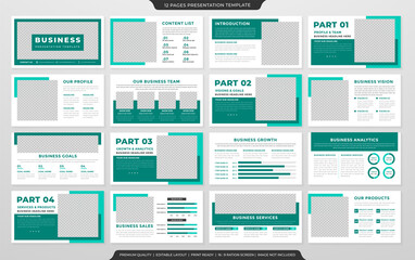 set of business presentation layout template design with clean style and minimalist concept use for corporate infographic
