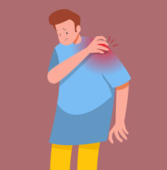 Shoulder pain Concept ,Vector illustration cartoon character