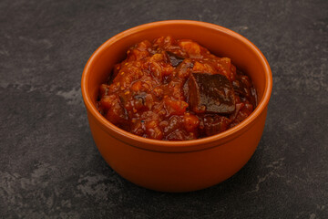 Eggplant saute with tomato and herbs