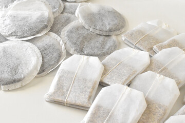 Tea bags on the table. 