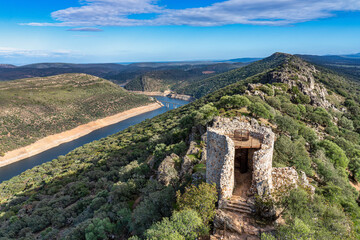 Fototapeta na wymiar Castle of the Monfrague National Park, Caceres in Extremadura Spain