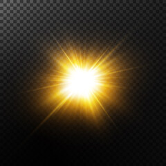 Glow effect. Star on transparent background.Bright sun. Vector illustration.