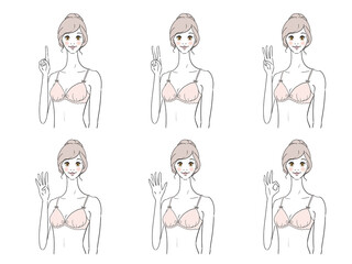 下着姿の女性　表情セット