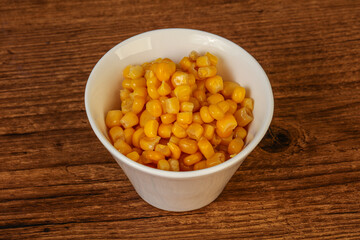 Sweet corn seeds in the bowl