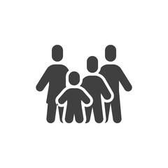 Four member family vector icon. filled flat sign for mobile concept and web design. Family with two children glyph icon. Symbol, logo illustration. Vector graphics